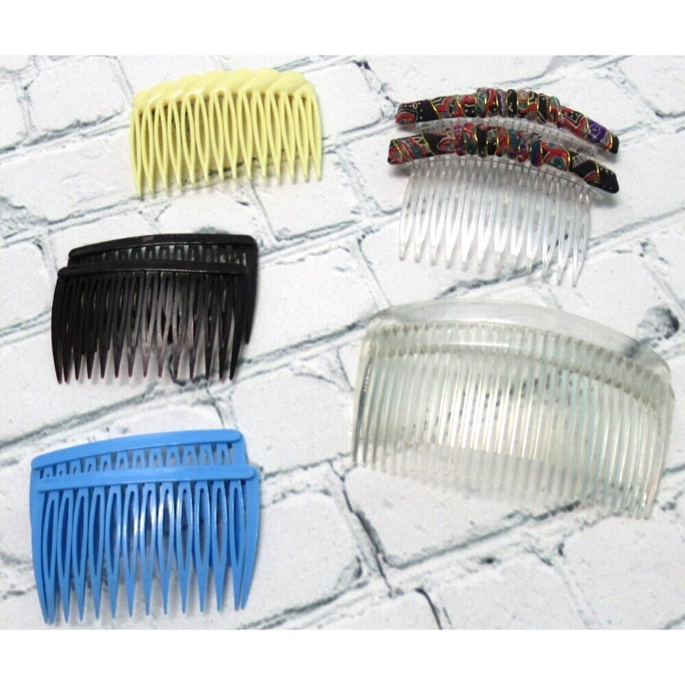 Vintage Side Tuck Hair Combs Mixed Lot 12 Pairs & 2 Singles All Colors and Sizes - Picture 4 of 6